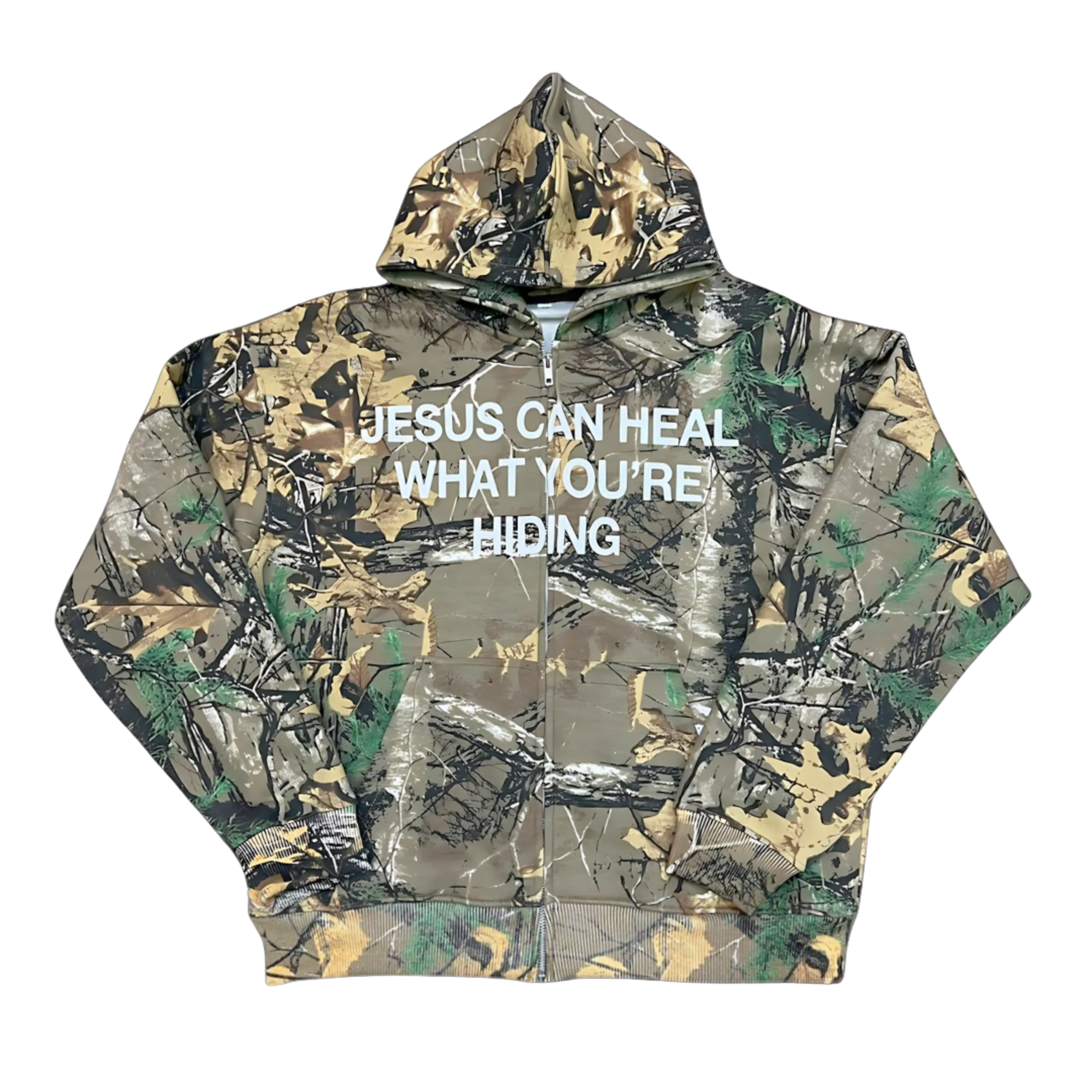 Jesus Can Heal What You're Hiding | Zip Up Hoodie