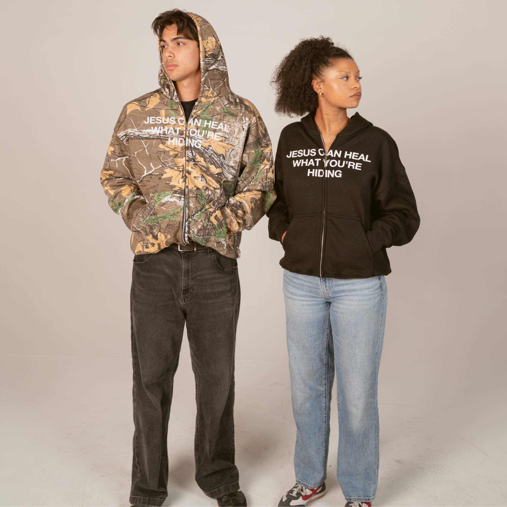 Jesus Can Heal What You're Hiding | Zip Up Hoodie