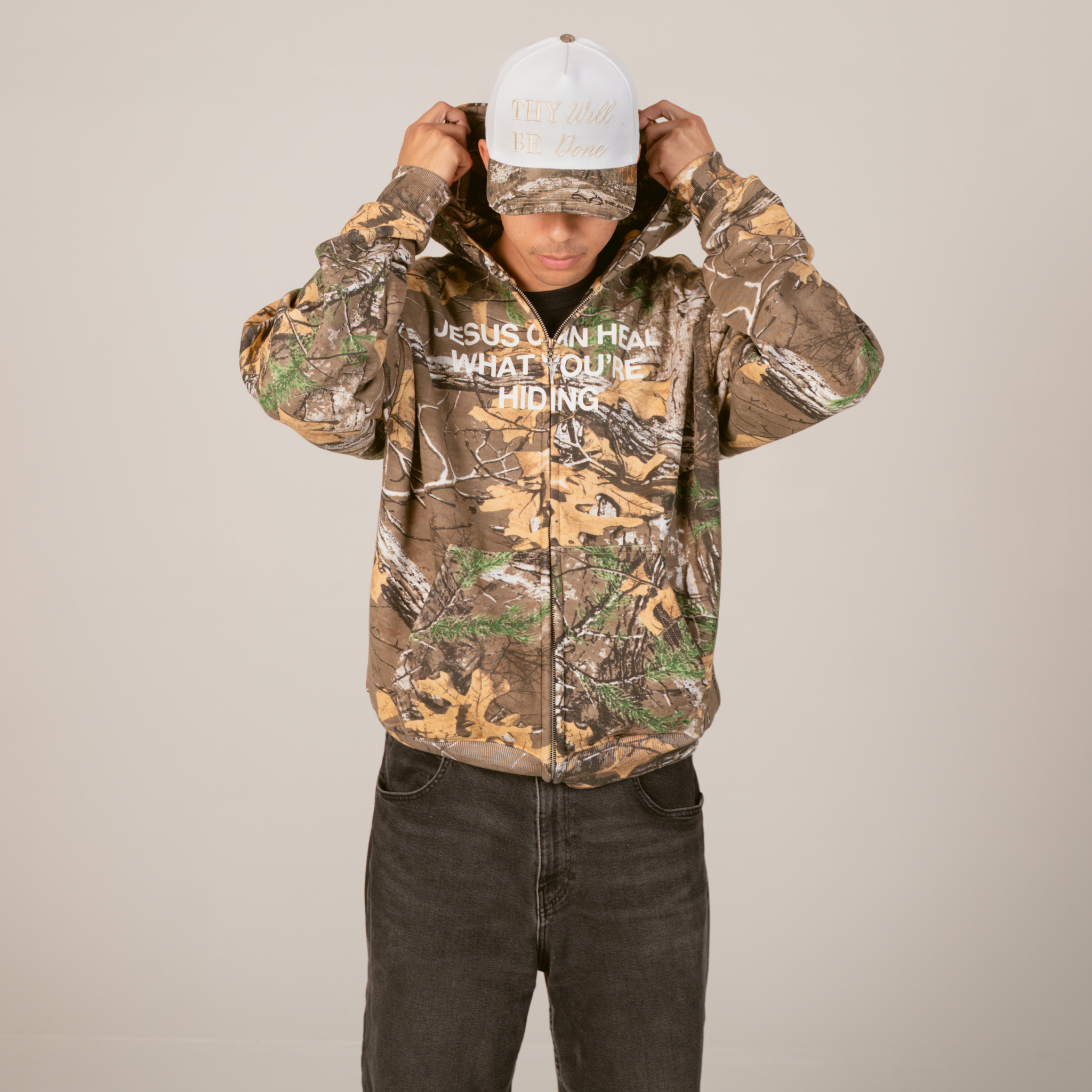 Jesus Can Heal What You're Hiding | Zip Up Hoodie