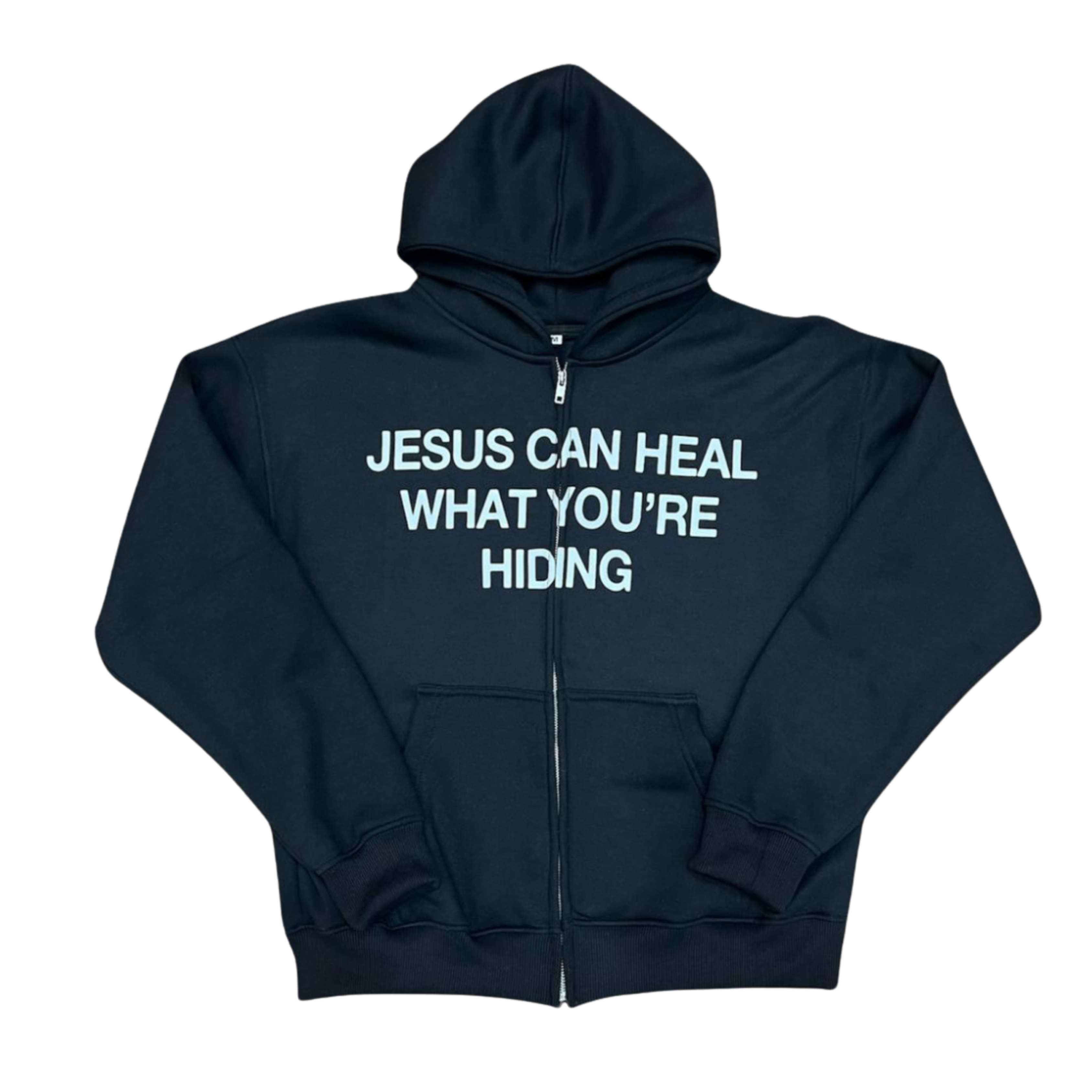 Jesus Can Heal What You're Hiding | Zip Up Hoodie