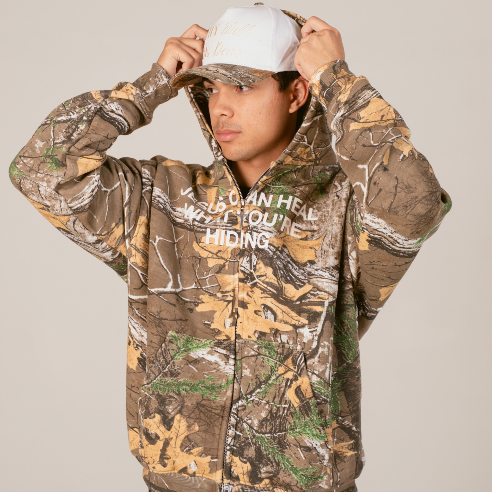 Jesus Can Heal What You're Hiding | Zip Up Hoodie